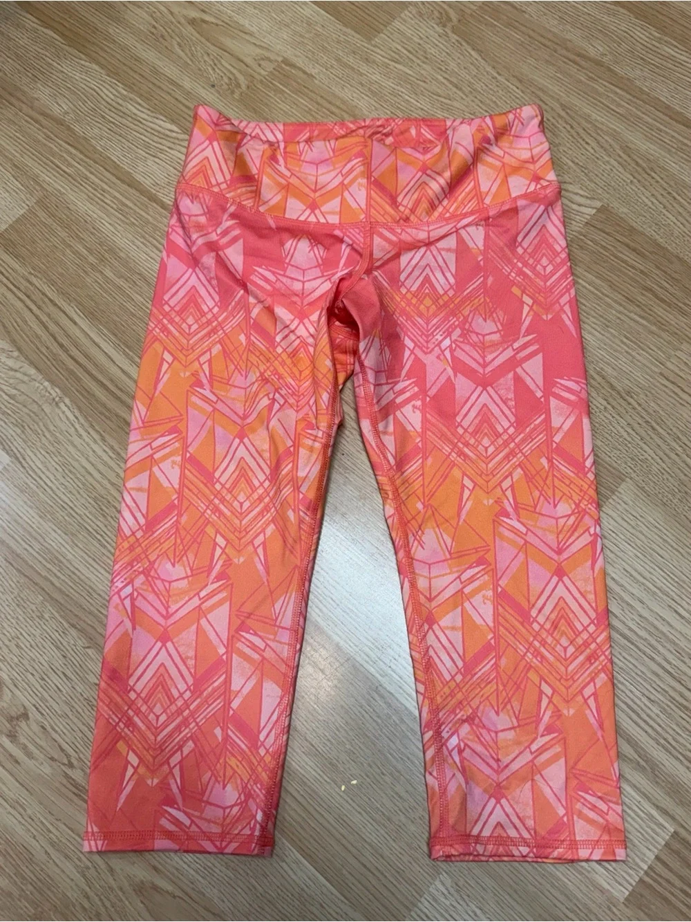 Alo Yoga Small Orange Pink Geo Print High Rise Crop Leggings Workout Yoga Gym